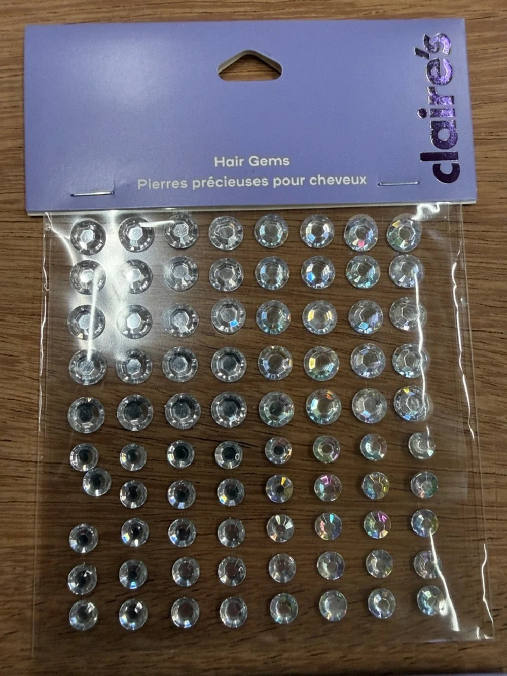 Claire's Clear Iridescent Adhesive Hair Gems